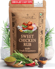 Laajawab All-in-One Natural Sweet Chicken Rub with Italian Herbs for Hassle-free Cooking BBQ/Grill/Fry/Gravy Chicken | Robust Blend of Rosemary, Paprika, Garlic, Onion & Black Pepper, 130g