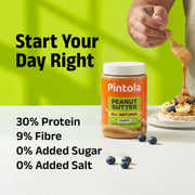 Pintola All Natural Peanut Butter Crunchy | Smooth, Unsweetened | 30g Protein | Gluten & Cholesterol Free, Vegan Peanut Butter, Nut Butter, High in Protein Spread, 100% Pure Roasted peanuts butter