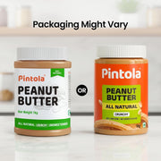 Pintola All Natural Peanut Butter Crunchy | Smooth, Unsweetened | 30g Protein | Gluten & Cholesterol Free, Vegan Peanut Butter, Nut Butter, High in Protein Spread, 100% Pure Roasted peanuts butter