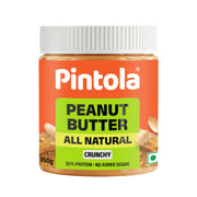 Pintola All Natural Peanut Butter Crunchy | Smooth, Unsweetened | 30g Protein | Gluten & Cholesterol Free, Vegan Peanut Butter, Nut Butter, High in Protein Spread, 100% Pure Roasted peanuts butter
