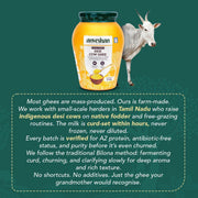 Anveshan A2 Cow Ghee 1 Litre | Traditionally Bilona-Churned, Danedar Ghee | Aromatic| NABL Lab Tested (70+ tests), Cruelty-Free | Grass-Fed | Glass Jar