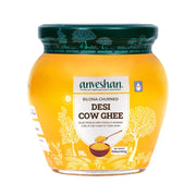 Anveshan A2 Cow Ghee 1 Litre | Traditionally Bilona-Churned, Danedar Ghee | Aromatic| NABL Lab Tested (70+ tests), Cruelty-Free | Grass-Fed | Glass Jar