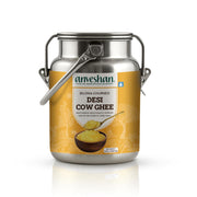 Anveshan A2 Cow Ghee 1 Litre | Traditionally Bilona-Churned, Danedar Ghee | Aromatic| NABL Lab Tested (70+ tests), Cruelty-Free | Grass-Fed | Glass Jar