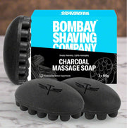 Bombay Shaving Company Charcoal Massage Soap (Pack of 3) - 300g | Activated Bamboo Charcoal, Aloe Ve