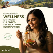 Wellwith by Ayuzera Himalayan Sea Buckthorn Berries Powder, 100g | Rich in Omega 3, 6, 7, 9 | Collagen, Fiber, Omegas, Vitamin C, Vitamin E | Dry Sea Buckthorn Berry Powder (100, Grams)