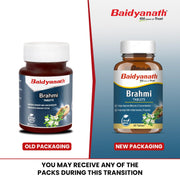 Baidyanath Ayurved Brahmi Tablets - 60 Tab | Helps To Handle Life’s Daily Stress | Promotes Mind Relaxation| (Pack of 1)