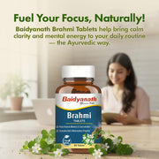 Baidyanath Ayurved Brahmi Tablets - 60 Tab | Helps To Handle Life’s Daily Stress | Promotes Mind Relaxation| (Pack of 1)