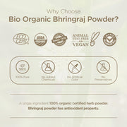 Indus Valley 100% Pure Bhringraj Powder for Hair Growth Natural & Preservative-Free Ideal for Hair Oil, Masks & DIY Packs for Strong Shiny Hair (100g)