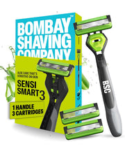 Bombay Shaving Company Sensi Smart 3 Value Pack (Handle + 3 Blades Cartridge) | Shaving Razor for Men | Aloe Gel and Argan Oil Lubra Strip with Pivot Head