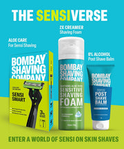 Bombay Shaving Company Sensi Smart 3 Value Pack (Handle + 3 Blades Cartridge) | Shaving Razor for Men | Aloe Gel and Argan Oil Lubra Strip with Pivot Head