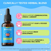 Brainify Drops for Kids | 2-16 Years | 30ml | Brahmi + Shankhpushpi + Vacha | 7 Time-Tested Natural Herbs Formulation | No Added Sugar & Preservatives