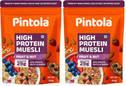 Pintola 24g High Protein Muesli, Fruit & Nut, 400g | Gluten-Free, Naturally Sweetened with Organic Jaggery & Dates, 22% Fruits, Nuts & Seeds, No Refined Sugar, Healthy Breakfast Cereal