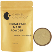 CARMEL ORGANICS Herbal Face Mask Powder 100gm – Blend of 8 Natural Herbs for Glowing Skin, Detox, and Nourishment – All-Natural Skincare Formula, No Added Preservatives
