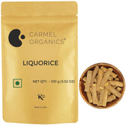 CARMEL ORGANICS Liquorice Root Cut 200 Grams Mulethi/Yashtimadhu, Glycyrrhiza Glabra, For Health, Skin and Hair Care, Atimadhuram/Athimadhura, No Added Preservatives