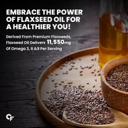 Carbamide Forte Cold Pressed Flaxseed Oil 500ml with 11500mg Omega 3 6 9 per Serving for Eating, Skin & Hair Growth - Vegetarian Oil