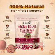 Cervia Monk Fruit Natural Sweetener 200g | 100% Natural Sugar Replacement | Zero Calories | Zero Glycemic Index | No Blood Sugar Spike | Diabetic & Keto Friendly | No Bitter Aftertaste | For Tea, Coffee & Cooking