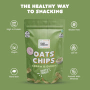 Chef Urbano Oats Chips Cream & Onion 85g | Gluten Free | | Vegan | Low GI| Crunchy Healthy Snacks | High Protein and Fiber Rich | Good for Diet | Good for Kids