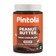 Pintola Peanut Butter Chocolate Flavour Crunchy - 24g Protein & 7.9g Dietary Fiber, Made with Premium Roasted Nuts & Cocoa, Gluten Free, Zero Cholesterol & Trans Fat, Vit E & B3, Dark Chocolate