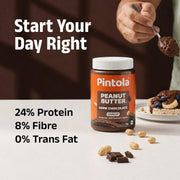 Pintola Peanut Butter Chocolate Flavour Crunchy - 24g Protein & 7.9g Dietary Fiber, Made with Premium Roasted Nuts & Cocoa, Gluten Free, Zero Cholesterol & Trans Fat, Vit E & B3, Dark Chocolate