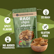 Conscious Food Ragi Chips | 50g | Wholesome & Crunchy Snack | Made with 100% Natural Ragi | Gluten-Free & Preservative-Free | High Fiber | Made with cold-pressed Sunflower oil