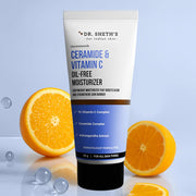 Dr. Sheth's Ceramide & Vitamin C Oil-Free Face Moisturizer for Oily | Combination & Acne prone skin | Repairs Damaged Skin Barrier | Hydrates & Brighten | lightweight formula | 50 g