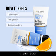 Dr. Sheth's Ceramide & Vitamin C Oil-Free Face Moisturizer for Oily | Combination & Acne prone skin | Repairs Damaged Skin Barrier | Hydrates & Brighten | lightweight formula | 50 g