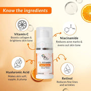 Fixderma 17% Vitamin C Face Serum for Glowing Skin | Retinol | Skin Brightening Vit C Serum for Women and Men | Anti Aging Night | Niacinamide - 15g