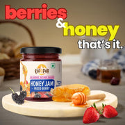 Eatopia Sugar Free Mixed Berry Honey Jam | 100% Pure & Natural | Healthy Jam for Kids & Adults | 70% Fruit Berries & Wild Honey | No Added Flavours & Preservatives | Good for Gut Health | Pack of 1 | 240g