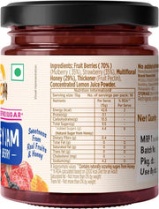 Eatopia Sugar Free Mixed Berry Honey Jam | 100% Pure & Natural | Healthy Jam for Kids & Adults | 70% Fruit Berries & Wild Honey | No Added Flavours & Preservatives | Good for Gut Health | Pack of 1 | 240g