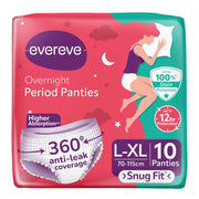 Evereve Period Panty For Girls & Women, (L-XL), 10 Pcs, 360 Degree Coverage, 0% Leaks, High Absorbency For Heavy Flow, Maternity Delivery Pads, Postpartum & Overnight Protection, Disposable Panty