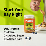 Pintola All Natural Peanut Butter Extra Crunchy|Unsweetened | 30g Protein | Gluten & Cholesterol Free, Vegan, Nut Butter, High in Protein Spread, 100% Pure Roasted peanut butter