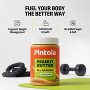 Pintola All Natural Peanut Butter Extra Crunchy|Unsweetened | 30g Protein | Gluten & Cholesterol Free, Vegan, Nut Butter, High in Protein Spread, 100% Pure Roasted peanut butter