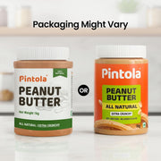 Pintola All Natural Peanut Butter Extra Crunchy|Unsweetened | 30g Protein | Gluten & Cholesterol Free, Vegan, Nut Butter, High in Protein Spread, 100% Pure Roasted peanut butter