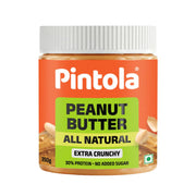 Pintola All Natural Peanut Butter Extra Crunchy|Unsweetened | 30g Protein | Gluten & Cholesterol Free, Vegan, Nut Butter, High in Protein Spread, 100% Pure Roasted peanut butter