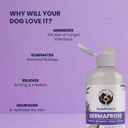 FUR BALL STORY Dermaprove Dog Shampoo Antifungal & Antibacterial Gentle Cleanser for Itch Relief | Supports Sensitive Skin Care | Helps Maintain Skin Hygiene | 300 ml