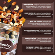 Farmley Panchmeva Dry Fruits Mix I Fit for Fasting | Healthy Snacks Mixed Nuts Contains Almonds, Cashews, Dates, Black Raisin, Green Raisin