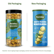Farmley Roasted and Flavoured Makhana | Minty Pudina Makhana | Namkeen Snacks & Puffed Snacks | Healthy Snack | Cholesterol Free | Gluten Free | Rich In Protein & Fiber | Roasted in Olive Oil - 77g Jar