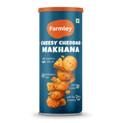 Farmley Roasted and Flavoured Makhana | Cheesy Cheddar Makhana | Namkeen Snacks & Puffed Snacks | Healthy Snack | Cholesterol Free | Gluten Free | Rich In Protein & Fiber | Roasted in Olive Oil - 77g Jar