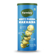 Farmley Roasted and Flavoured Makhana | Minty Pudina Makhana | Namkeen Snacks & Puffed Snacks | Healthy Snack | Cholesterol Free | Gluten Free | Rich In Protein & Fiber | Roasted in Olive Oil - 77g Jar