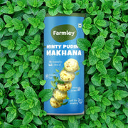 Farmley Roasted and Flavoured Makhana | Minty Pudina Makhana | Namkeen Snacks & Puffed Snacks | Healthy Snack | Cholesterol Free | Gluten Free | Rich In Protein & Fiber | Roasted in Olive Oil - 77g Jar