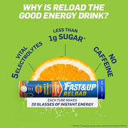 Fast&Up Reload (5 Litres) Low Sugar energy drink for Instant Hydration- 20 Effervescent Tablets with all 5 Essential Electrolytes + Added Vitamins -Certified Electrolytes Drink- Lime and Lemon flavour