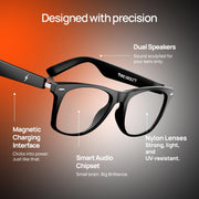 Fire-Boltt Fire-Lens Sway Smart Glasses, Bluetooth Calling & Open-Ear Bluetooth Sunglasses with HD Sound & Smart Audio Touch Controls Voice Assistant (Siri/Alexa/Google), Fast Charging for Men & Women