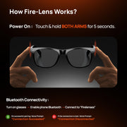 Fire-Boltt Fire-Lens Dune Smart Glasses, Bluetooth Calling & Open-Ear Bluetooth Sunglasses with HD Sound & Smart Audio Touch Controls Voice Assistant (Siri/Alexa/Google), Fast Charging for Men & Women