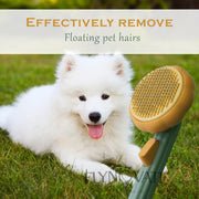 Flynovate Self Cleaning Dog Comb & Cat Comb - Pet Hair Remover Grooming Comb with Switch & PAIN - FREE Slickers | Deshedding Dog Brush & Cat Brush To Gently Massage The Pets with FREE Bath Brush