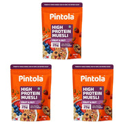 Pintola 24g High Protein Muesli, Fruit & Nut, 400g | Gluten-Free, Naturally Sweetened with Organic Jaggery & Dates, 22% Fruits, Nuts & Seeds, No Refined Sugar, Healthy Breakfast Cereal