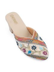 Gerief Embroidered Ethnic Block Heel Mules view 4