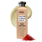 Ghar Soaps Magic De-Tan body wash for tan removal 250ml | Exfoliating with Saffron, Lactic Acid & Niacinamide | Detan body wash | Removes Tan & Evens Skin Tone | Paraben & SLS Free