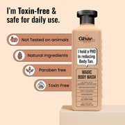 Ghar Soaps Magic De-Tan body wash for tan removal 250ml | Exfoliating with Saffron, Lactic Acid & Niacinamide | Detan body wash | Removes Tan & Evens Skin Tone | Paraben & SLS Free