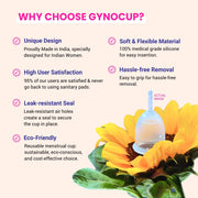 GynoCup Reusable Menstrual Cup for Women (White) | Medium Size with Pouch |