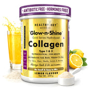 HealthyHey Skin Glow-n-Shine® Collagen Powder 200g | Hydrolysed Collagen for Women and Men with Hyaluronic Acid, Biotin and Vitamin C for Healthy Skin, Hair and Nails - (Unflavoured, 200gm)